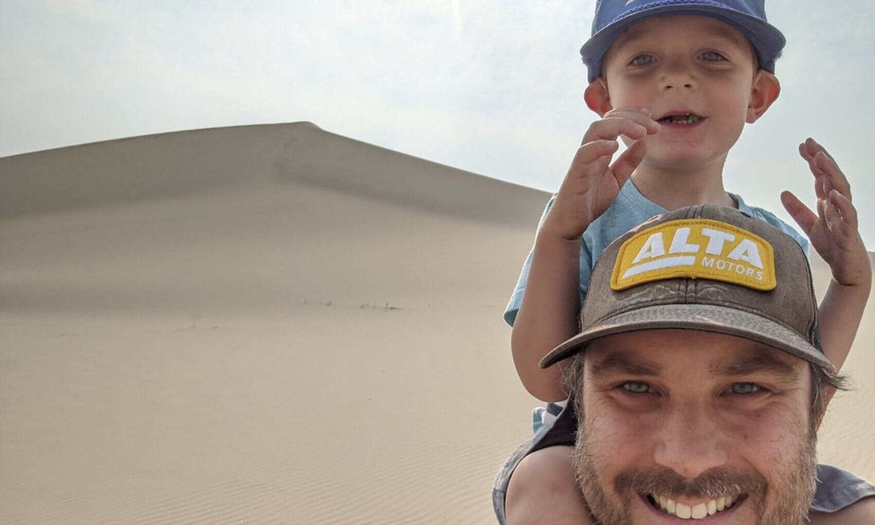 Nick and his son exploring Eureka Dunes in Death Valley National Park